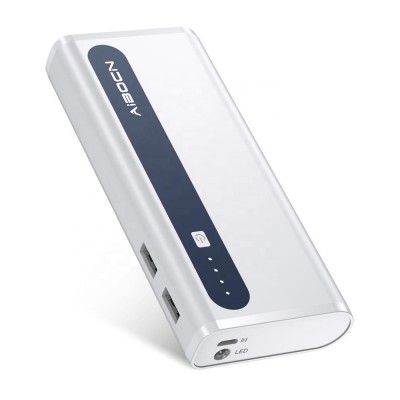 Aibocn 10000mAh  Dual USB Port Portable  External Battery Charger with Flashlight for mobile --White+Blue