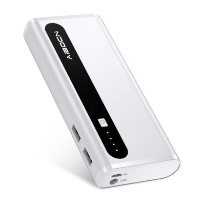 Aibocn 10000mAh mini portable power bank with Flashlight for mobile and USB Devices--Black+White