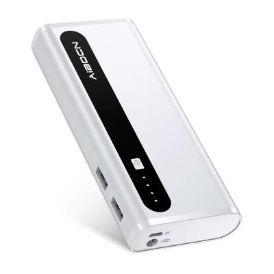 Aibocn dual USB ports high capacity 10000 mAh portable power bank external battery pack charger with flashlight