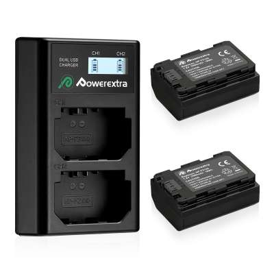 powerextra hot selling 2 packs 2500 mah 7.4 v rechargeable li-ion digital camera  batteries with 5V/2A output LCD charger