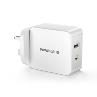 Poweradd  PD 18W Power Delivery out UK plug usb Wall charger with Dual Port  for mobile iphone samsung macbook